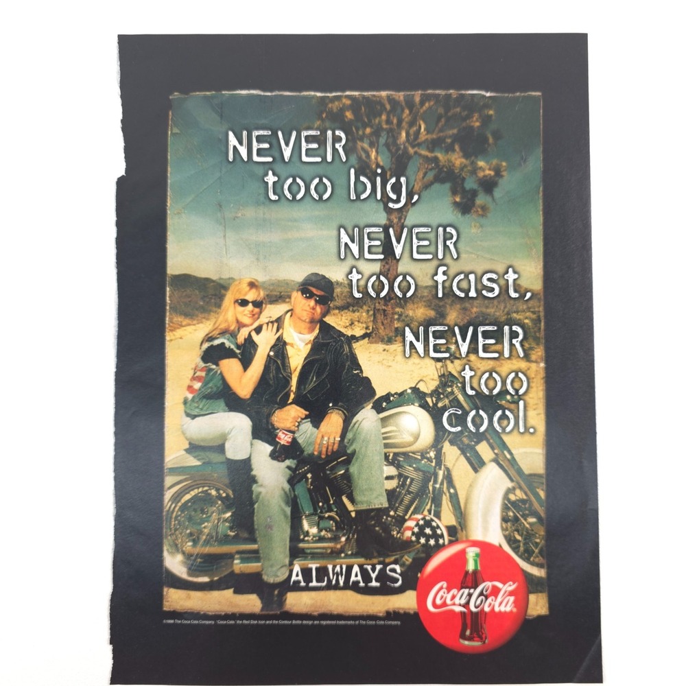 Vintage Coca-Cola Motorcycle Advertising Print Ad Pop Culture Couple Roadside